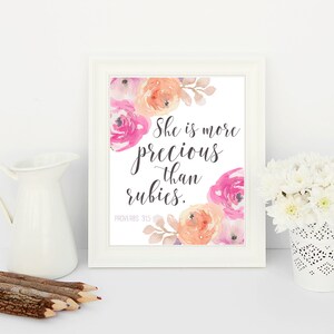 She is More Precious than Rubies Printable Nursery wall art | Etsy