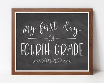 First Day of Fourth Grade Sign, INSTANT DOWNLOAD, First Day of School, Printable, Back to School, Teacher Sign, Classroom, Last Day School