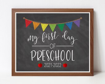 First Day of Preschool, INSTANT DOWNLOAD, First Day of School, Preschool Printable, Back to School, Teacher Sign, Classroom, First Day JPEG