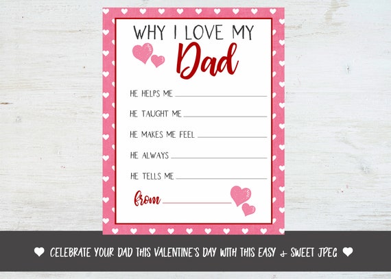 Why I Love My Dad Appreciation Printable Set Valentine's | Etsy