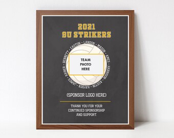 Custom Volleyball Team Sponsor Gift, Team Sponsor, Volleyball Team Photo, Volleyball Team Sponsor Printable, Volleyball Gift to Sponsor