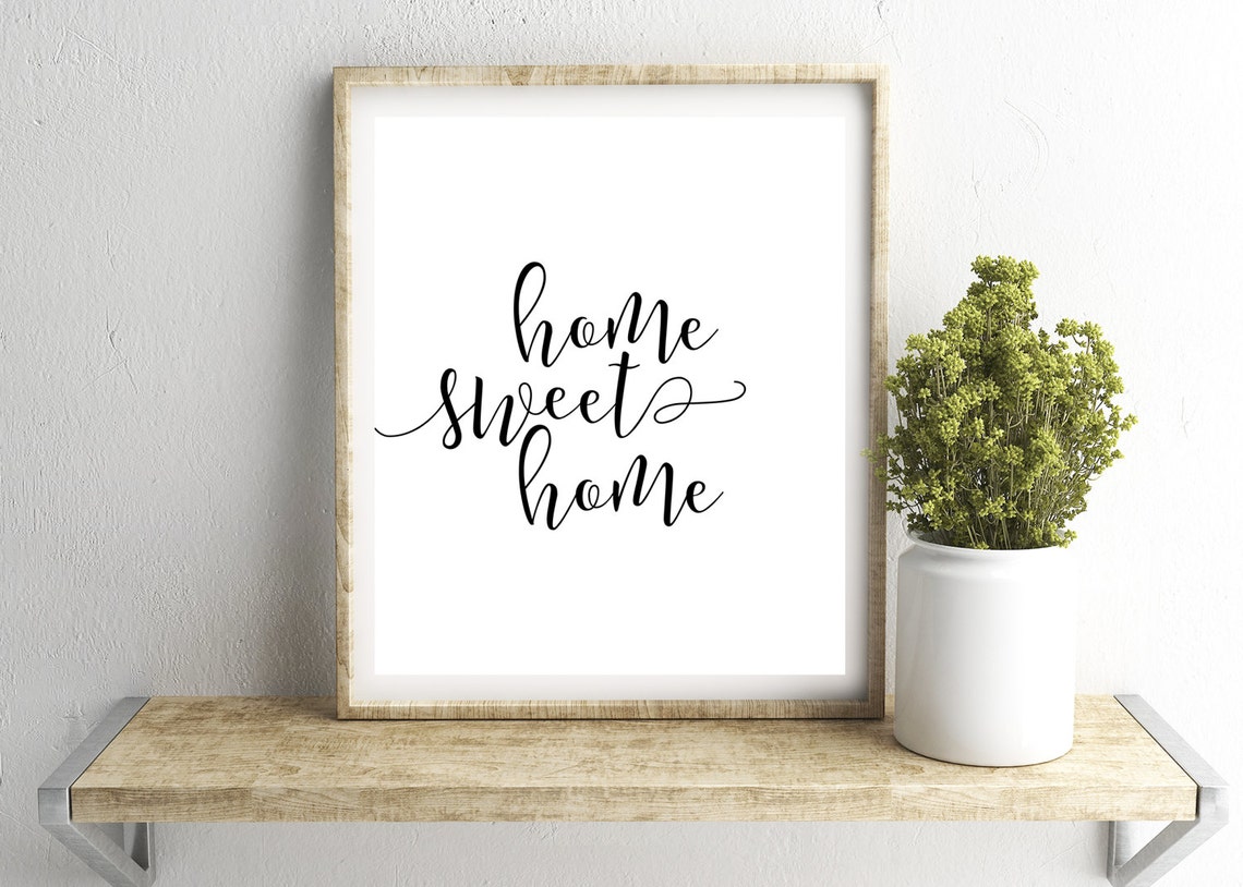 Home Sweet Home Printable Simple Cursive Wall Art Home Wall Etsy