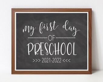 First Day of Preschool, INSTANT DOWNLOAD, First Day of School, Preschool Printable, Back to School, Teacher Sign, Classroom, First Day JPEG