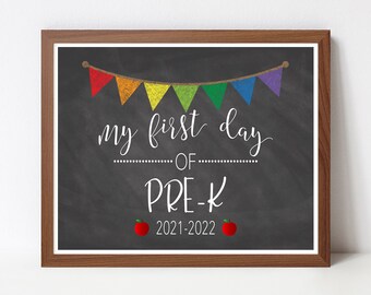 First Day of Pre-K Sign, INSTANT DOWNLOAD, First Day of School, Printable, Back to School, Teacher Sign, Classroom, First Day JPEG