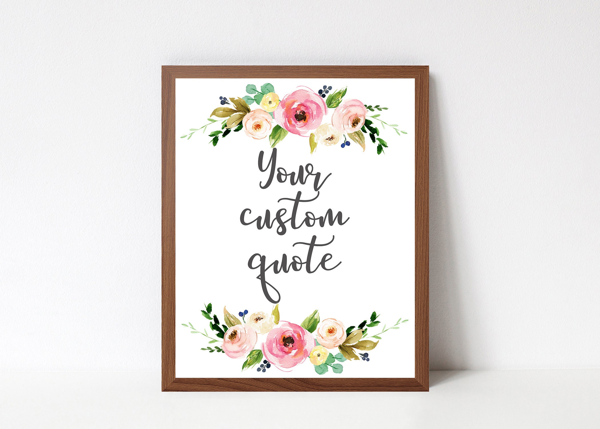 Custom Quote Pink and Yellow Flower Design Personal Quote | Etsy