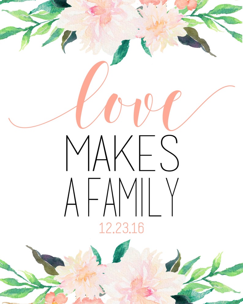 Adoption Printable Love Makes a Family Peach & Coral Nursery - Etsy