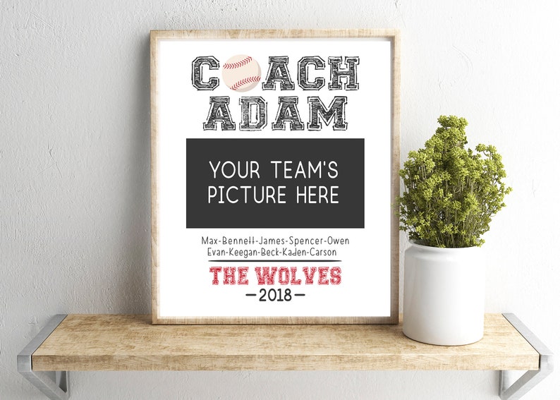 End of Season Custom Baseball Team Picture Art Coach Appreciation gift Thank you Coach Art Coach Christmas gift Coach Retirement Gift
