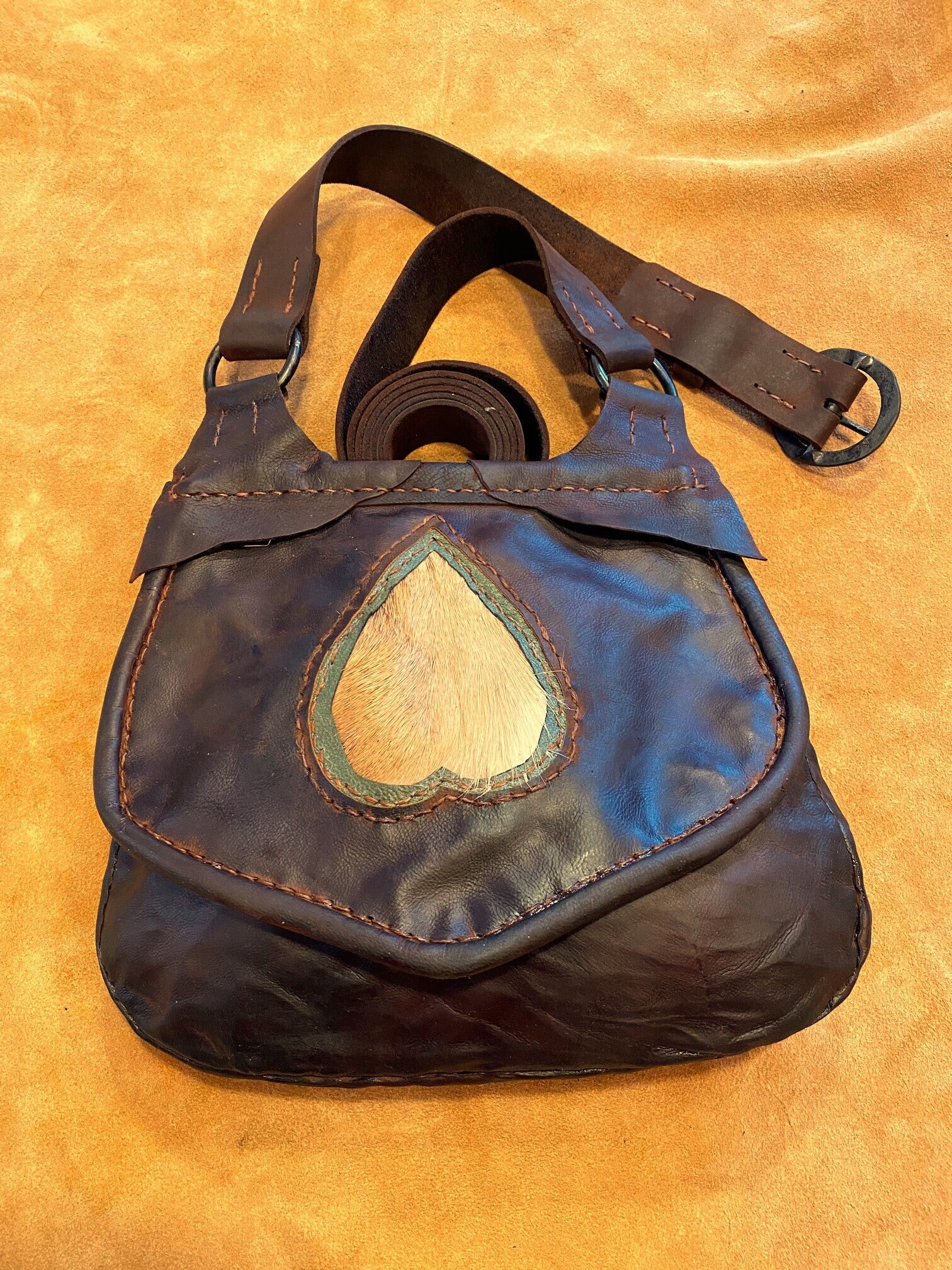Genuine Deer Fur Shoulder Bag W/ Leather Handles