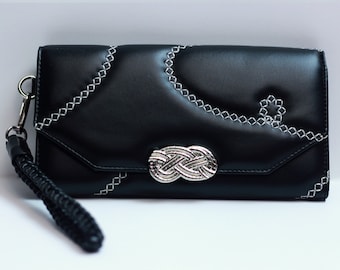 Gebonden Clutch Portemonnee Zwart & Zilver / Shibari / Bondage / BDSM / Rope Bunny / Kinky / 18+ / Valentijnsdag Cadeau