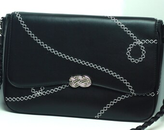 Gebonden schoudertas zwart en zilver / Shibari / Bondage / BDSM / Rope Bunny / Kinky / 18+ / Valentijnsdagcadeau / Tas