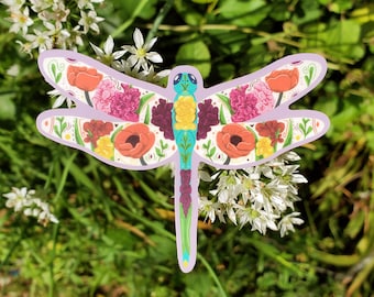 Birth Bug Augustus / Maandelijkse Geboorte Bloem Insect / Gladiolen / Papaver / Libel / Vinyl Sticker Sticker / Waterdichte Waterbottle Laptop