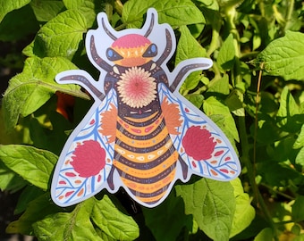 Birth Bug November / Maandelijkse Geboorte Bloem Insect / Chrysant / Honingbij / Vinyl Sticker Sticker / Waterdichte Waterbottle Laptop