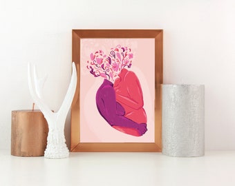 Flourish Fine Art Print / LGBTQ Queer / Lesbisch / Sapphic / Body Positive / Naakt / Vrouw / 5x7 Print / 8,5 x 11 Print / Wall Decor
