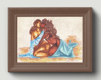 Autumn Kiss / Art Print / WLW / Body Positive / Sapphic / Greek Goddess / Witch Gift /  5 x 7 / Lesbian / Wall Decor / Fall / Fine Art