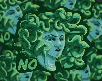Nee / Medusa Vinyl Sticker / Monster Girl / Feminist / Girl Power / Vrouwenrechten / Onbeleefd / Snake / Empowerment / Water Bottle Laptop Decal