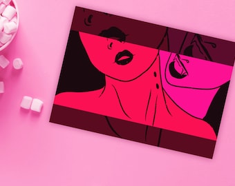 Hunger Fine Art Print / Lesbian Vampires / Queer Sapphic LGBTQ / Gothic Art / Gay / 5" x 7" / Decor / Wall Art