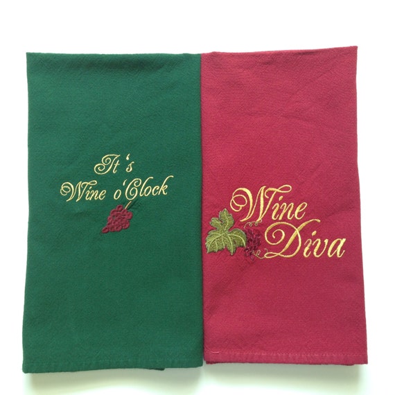 Kitchen Towels With Wine Theme Reduced Etsy