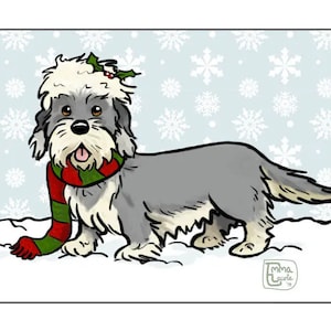 Tarjeta de Navidad de Dandie Dinmont