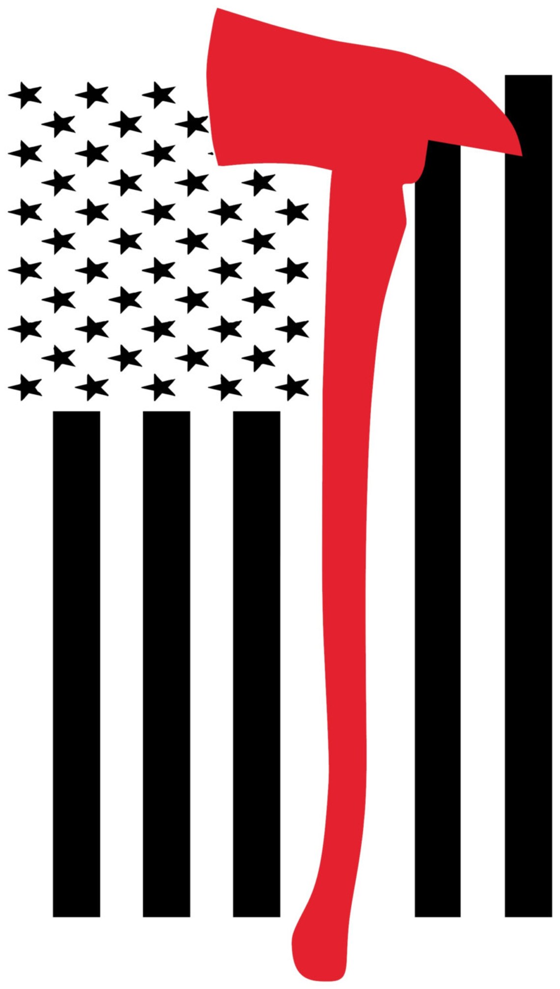 Thin Red Line Axe Decal American Flag Fire Department Red | Etsy