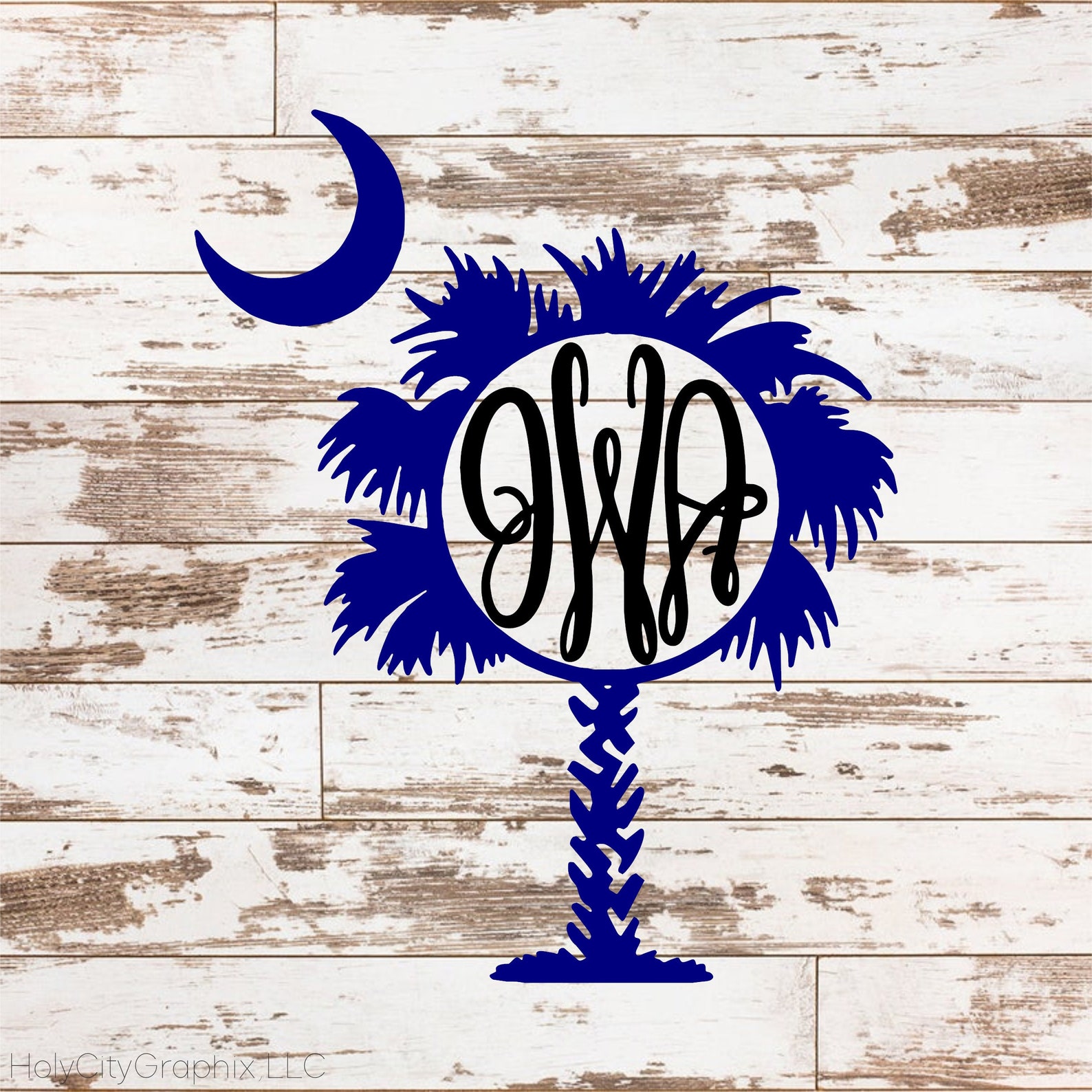 Palmetto Tree Monogram Decal SC decal South Carolina Decal Etsy