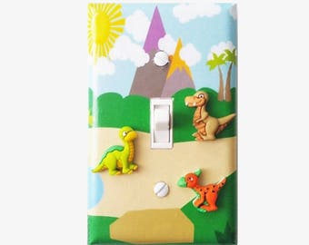 Dinosaur light switch cover Boys bedroom dino theme decor Roar Rawr