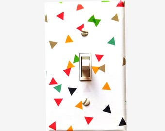 Triangles light switch cover Geometric print nursery decor Gender neutral unisex nursery team green