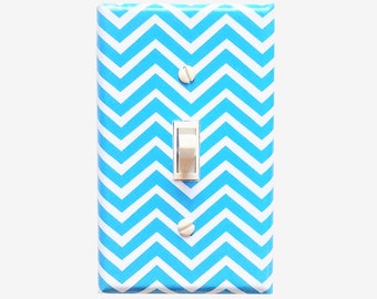 Blue chevron light switch cover Boys bedroom decor