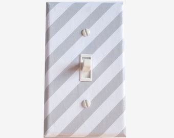 Stripe light switch cover Gray bathroom decor