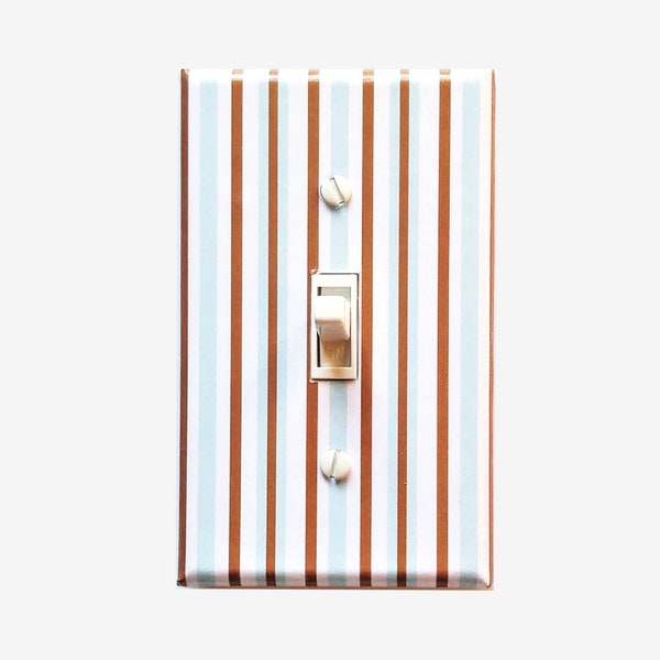 Blue and brown classic nursery light switch cover for baby boy