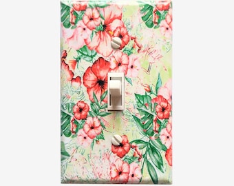 Floral light switch cover  Tropical living room decor