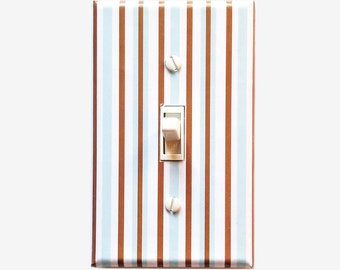 Blue and brown classic nursery light switch cover for baby boy