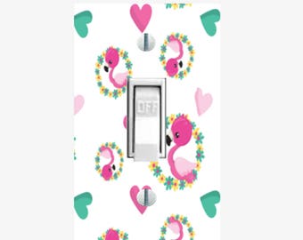 Flamingo Love light switch cover Flamingo nursery wall decor pink and green