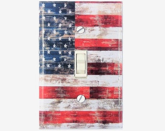 Distressed American Flag light switch cover Patriotic wall decor americanan decor USA America art military United States