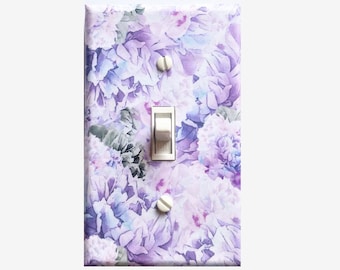 Decoración de la pared púrpura acuarela flores luz interruptor de la placa cubierta Floral dormitorio niñas