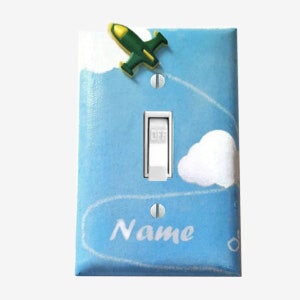 Airplane light switch cover Transportation nursery personalized plane boys bedroom decor