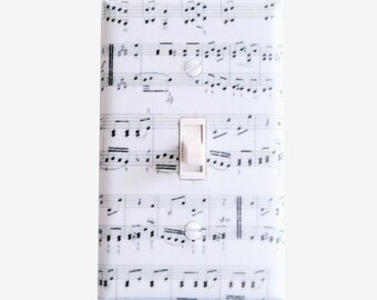 Music notes light switch cover Black and white room decor wall art Music lover gift