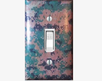 Military light switch cover USMC wall decor gifts for Marines camo bedroom decor patriotic home decor