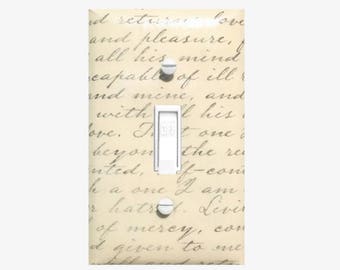 Love letter light switch cover vintage bedroom wall decor Book lover gift for writer Antique design Romantic cottage chic