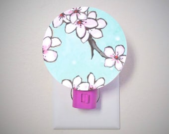 Cherry blossom night light Floral nursery decor Girls bedroom decor LED nightlight Ladies flower room decor