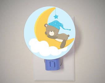 Nursery night light - LED night light plugin - Bear nightlight - Baby night light -  Baby shower gift - Teddy bear nursery - Teddy bear gift