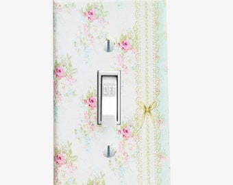 Country floral light switch cover Cottage chic decor decorative switch plate