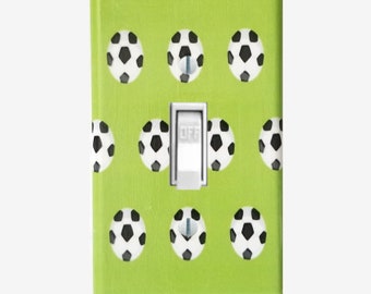 Soccer light switch cover Sports bedroom wall decor Nursery and boys room decor Man cave decor gift