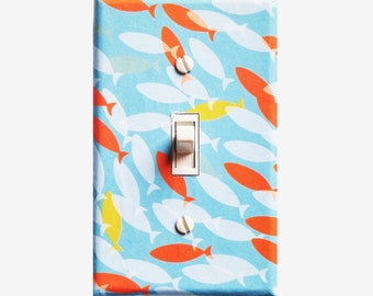 Fish light switch cover Kids bathroom wall decor Ocean nautical switch plate