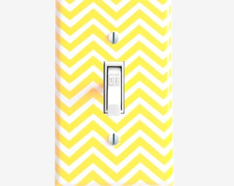 Chevron light switch cover Yellow room decor gen-z yellow