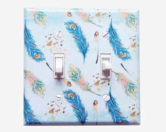 Feather light switch cover Boho bedroom decor