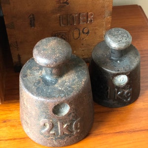 Scandinavian cast iron scale weights 1 kg 2 kg midcentury modern Swedish grams