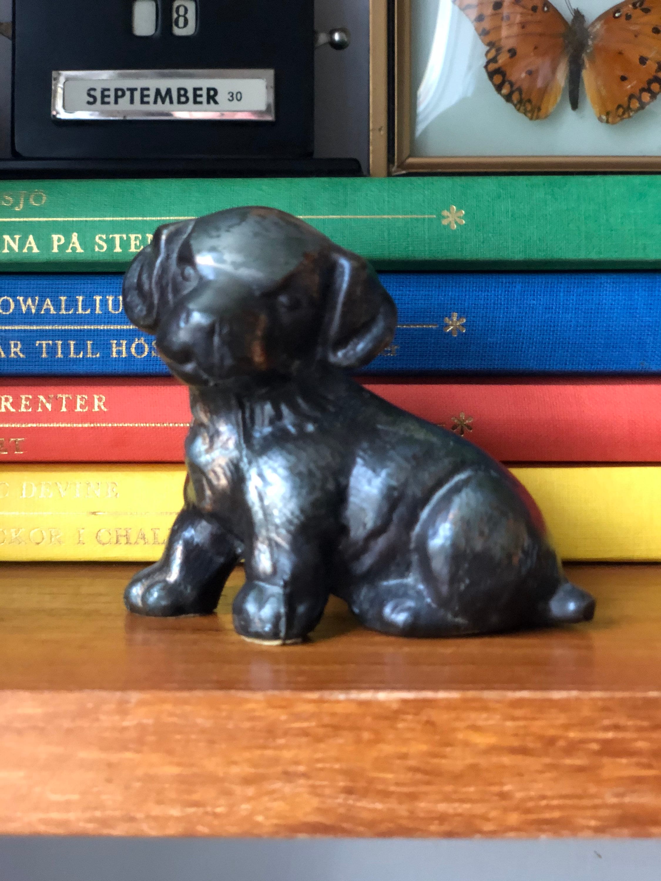 Scandinavian Vintage Swedish bronze dog figurine