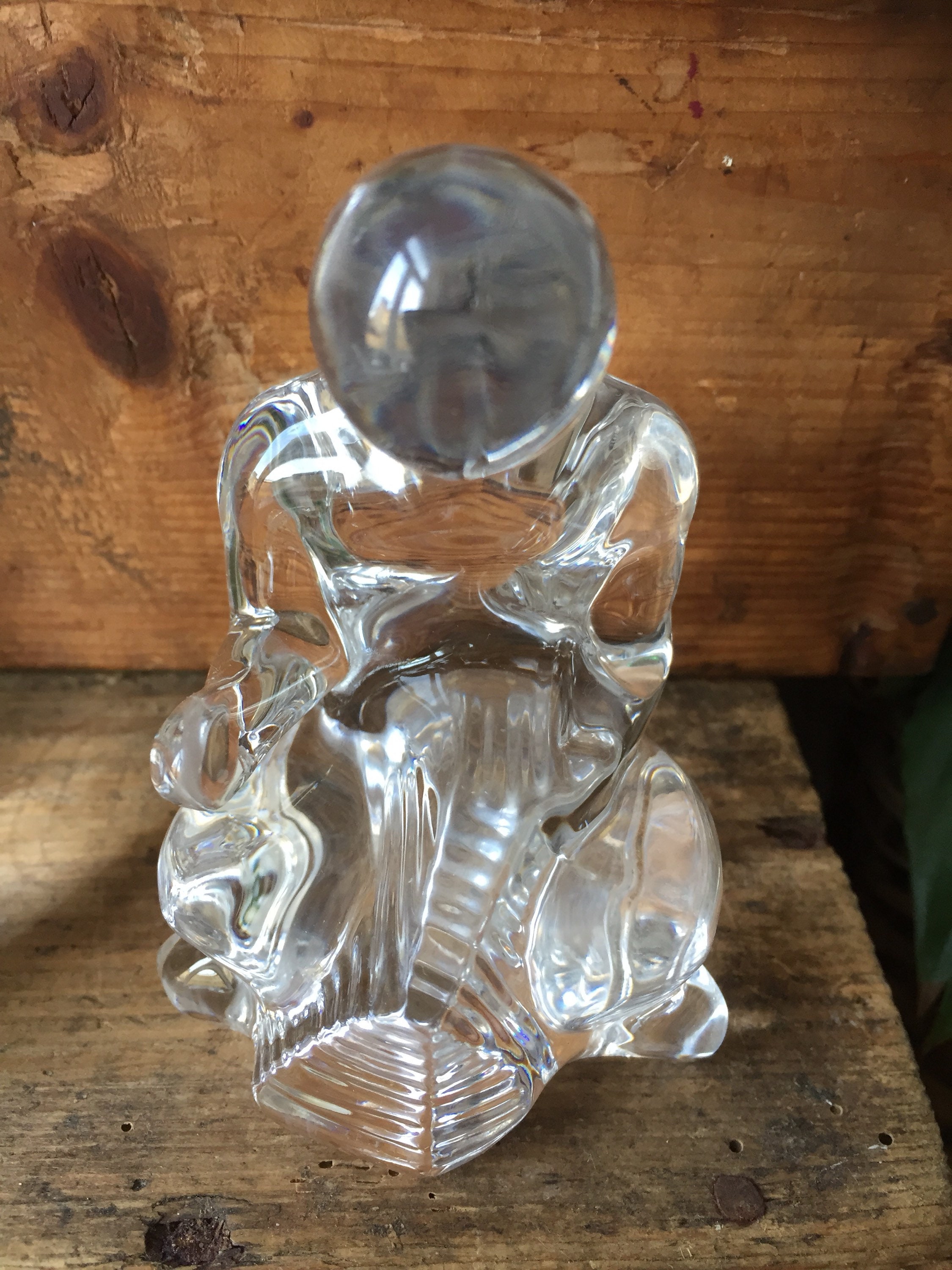 Vintage Orrefors glass figurine paperweight 1980s tailor seamstress