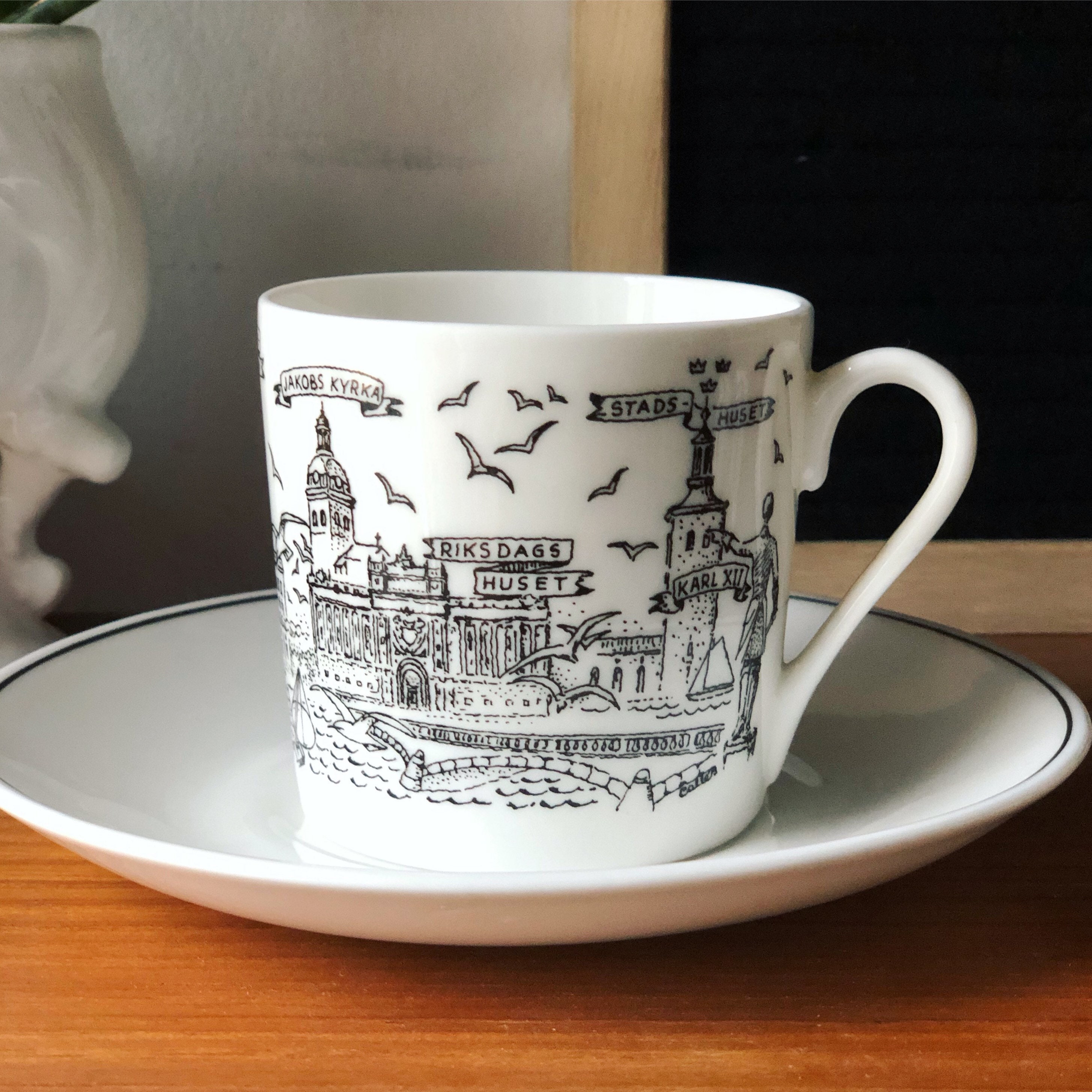 Gustavsberg cup and saucer Stockholm cityscape of famous ...