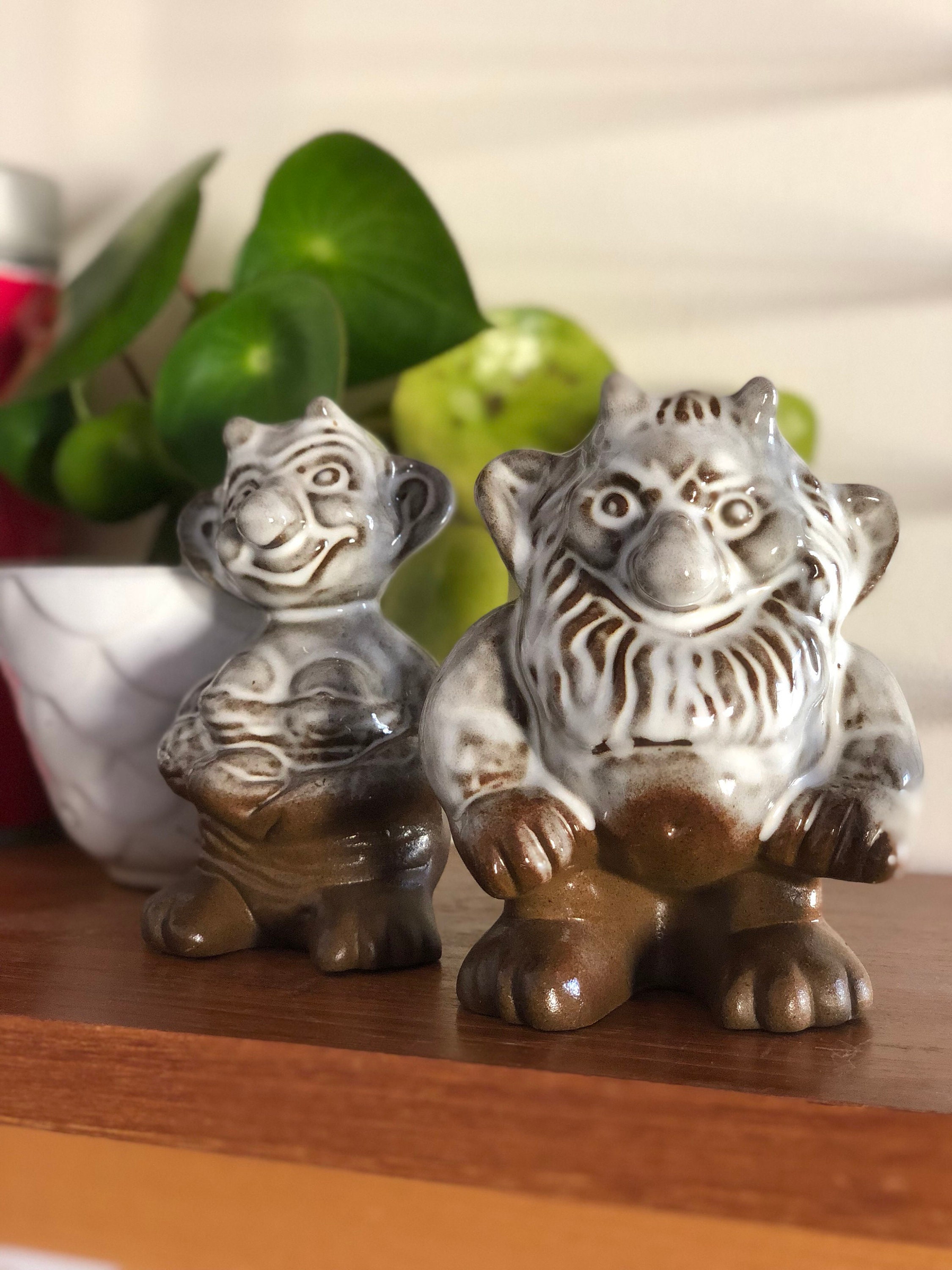 Troll shelf figurines Vintage Scandinavian ceramic figures Sweden